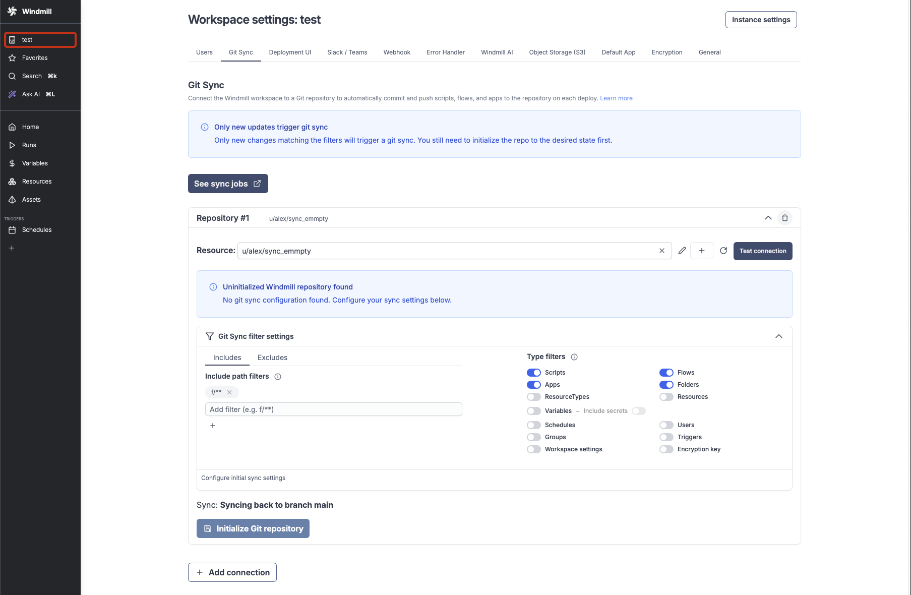Git sync Setup